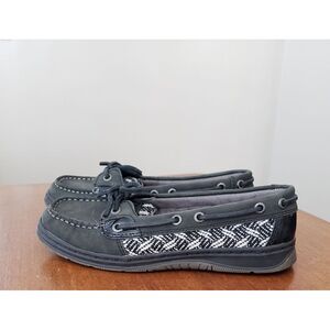 Women's Sebago Sands Boat Shoes 6 Charcoal‎ Grey Herringbone